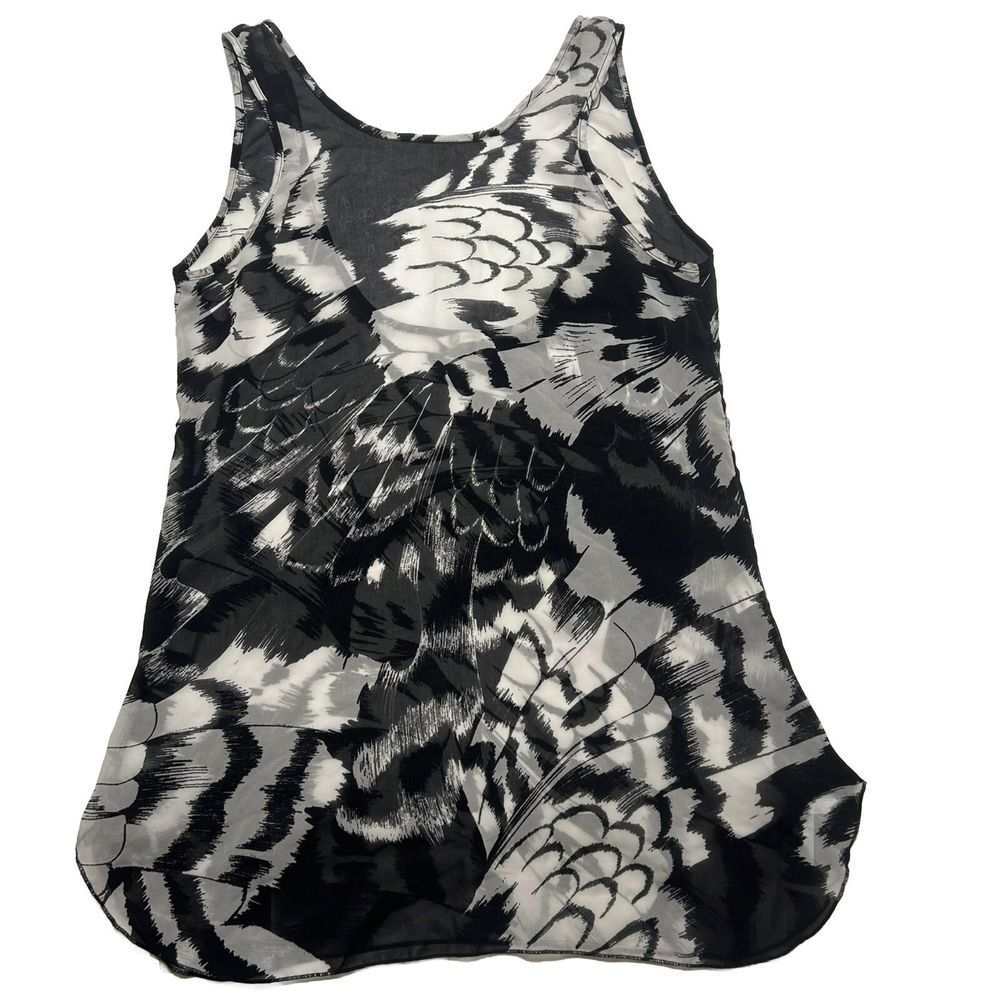 159 MA Women’s M Polyester Light Weight Sheer Tunic Boho Black White